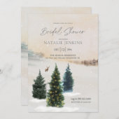 Elegante Winter Woodland bruids douche uitnodiging (Voorkant / Achterkant)