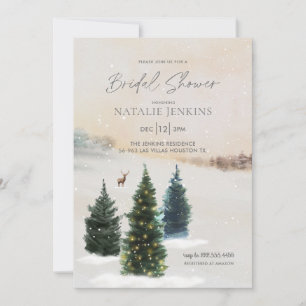 Elegante Winter Woodland bruids douche uitnodiging