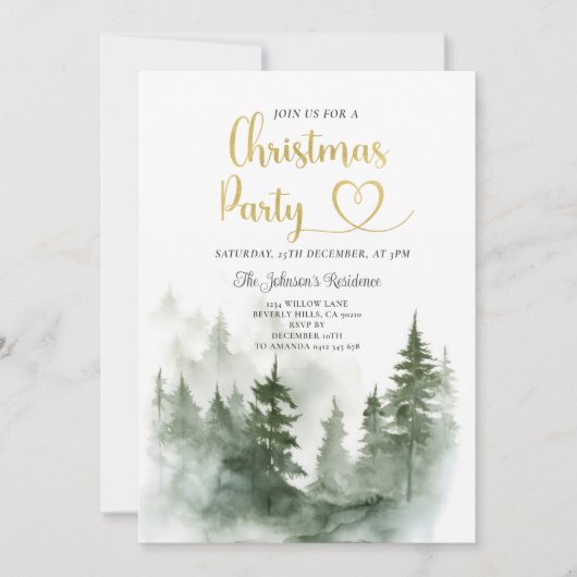 Elegante Winter Woodland Pine Trees Kerstfeest Kaart (Voorkant)