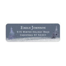Elegante Winter Woudland Stofblauwe Retouradres
