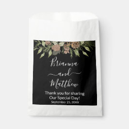 Elegante Winter Zwart Bruiloft Favor Bag Bedankzakje