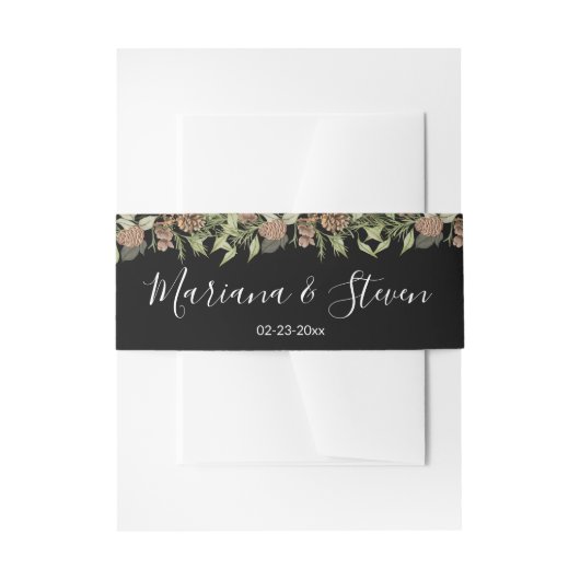 Elegante winter zwart-wit bruiloft uitnodigingen wikkel (Voorkant Voorbeeld)