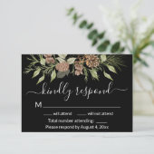 Elegante Winter Zwarte Pijnboom Trouw RSVP Kaart (Staand voorkant)