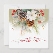 Elegante winteras Evergreen Baby shower Save The Date (Voorkant)