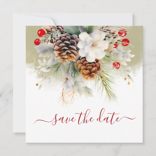 Elegante winteras Evergreen Baby shower Save The Date (Voorkant)