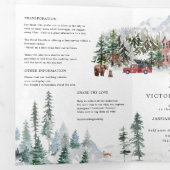 Elegante Winterberg Skihut Bruiloft Drieluik Uitnodiging (Binnenzijde eerst)