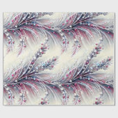 Elegante Winterberry & Sneeuw Kralen Kerstbloem Cadeaupapier (Vlak)