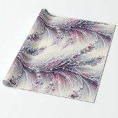 Elegante Winterberry & Sneeuw Kralen Kerstbloem Cadeaupapier (Uitgerold)