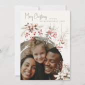 Elegante winterbessen & bloemen Kerstmis Feestdagenkaart (Voorkant)
