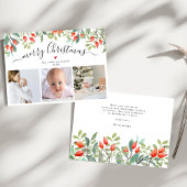 Elegante winterbessen drie foto kerst feestdagenkaart