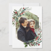 Elegante Winterbessen Groene Huwelijksfoto Save The Date (Achterkant)