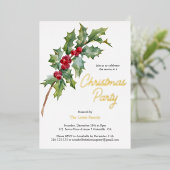 Elegante Winterbessen Kerst Folie Uitnodiging (Staand Voorkant)