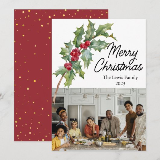 Elegante Winterbessen Kerstkaart (Voorkant / Achterkant)