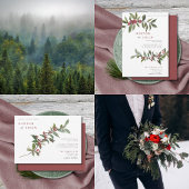 Elegante Winterbessen Rood Groen Waterverf RSVP C