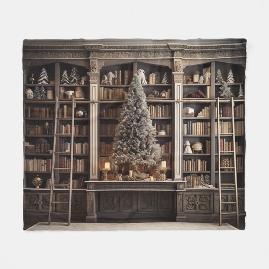Elegante winterbibliotheek fleece deken (Voorkant (Horizontaal))