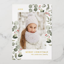 Elegante Winterblad en Hulstbessen Foto