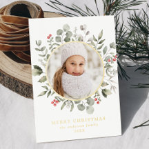 Elegante Winterblad en Hulstbessen Foto