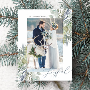 Elegante Winterblad Frame Vakantiefoto Briefkaart