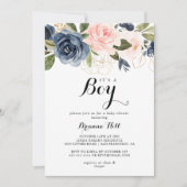 Elegante winterbloem Het is een jongensjongen Baby Kaart (Voorkant)