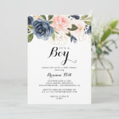 Elegante winterbloem Het is een jongensjongen Baby Kaart (Staand voorkant)