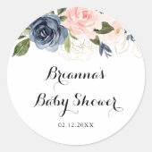 Elegante winterbloemen als favorietje voor een bab ronde sticker (Voorkant)