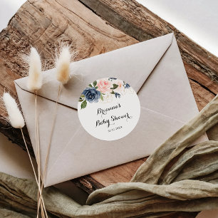 Elegante winterbloemen baby shower favor ronde sticker