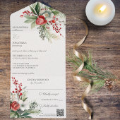 Elegante winterbloemen, bessen & dennen QR-code All In One Uitnodiging