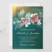 Elegante winterbloemen op groene Christelijke brui Kaart (Voorkant)