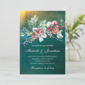 Elegante winterbloemen op groene Christelijke brui Kaart (Staand voorkant)