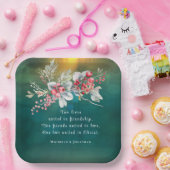 Elegante winterbloemen op groene Christelijke brui Papieren Bordje (Feest)