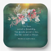 Elegante winterbloemen op groene Christelijke brui Papieren Bordje (Voorkant)