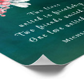 Elegante winterbloemen op groene Christelijke brui Poster (Hoek)