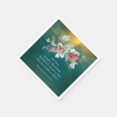 Elegante winterbloemen op groene Christelijke brui Servet (Hoek)