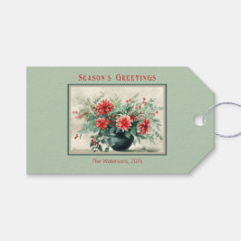 Elegante  winterbloemenvakantie cadeaulabel
