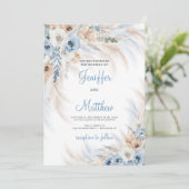 Elegante winterboho stoffige blauwe ivoren bloemen kaart (Staand voorkant)