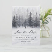 Elegante Winterbos Bruiloft Save The Date (Staand voorkant)