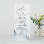 Elegante Winterbos Huwelijksmenu Kaart (Staand voorkant)