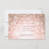 Elegante Winterbruiloft RSVP Glitter Roos Gold Kaartje (Voorkant)