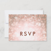 Elegante Winterbruiloft RSVP Glitter Roos Gold Kaartje (Achterkant)