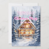 Elegante wintercabine kerstfeest uitnodiging (Voorkant)