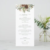 Elegante Winterden Groen Huwelijk  Menu (Staand voorkant)