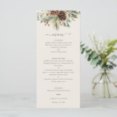 Elegante Winterdennen Groene Huwelijks Menu (Staand voorkant)
