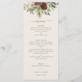 Elegante Winterdennen Groene Huwelijks Menu (Voorkant)