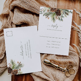 Elegante Winterdennen Groene RSVP Briefkaart