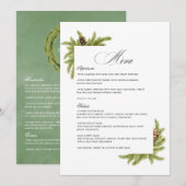Elegante Winterdennen Kerst Huwelijkscharme Menu (Voorkant / Achterkant)
