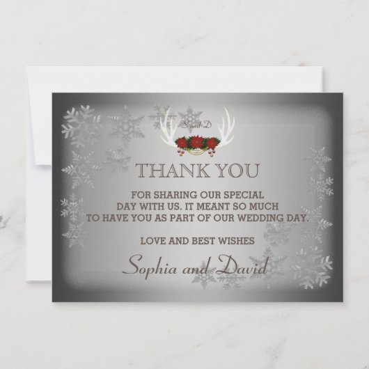 Elegante wintergeweien grijze trouw BEDANKT (Achterkant)