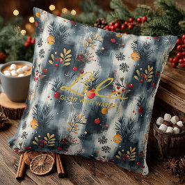 Elegante Winterglans – Moderne Kerstbotanica Kussen