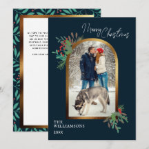 Elegante Wintergroen Custom Boog Foto Kerstmis