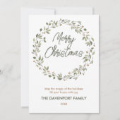 Elegante wintergroen krans foto feestdagenkaart (Voorkant)