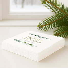 Elegante Wintergroen Vrolijk Kerstfeest Servet